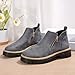 Forevercan Women'S Vintage Low Heel Casual Ankle Boots Fashion Pointed Toe Side Zipper Chunky Heels Platform Retro Leather Boots Comfort Non-Slip Slip On Flat Shoes Booties (Gray,6)