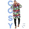 WS-AW24 Adult Mens Printed Novelty Oversized Blanket Hoodie Hooded Baggy Lounge Fleece Sweatshirt Navy Graffiti One Size #4