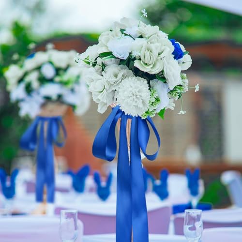 Image of Double Face Royal Blue Satin Ribbon 1-1 /2 inch X 25 Yards 100% Polyester Royal Blue Ribbon for Gift Wrapping Very Suitable for Weddings Party Hair Bow Invitation Decorations and More