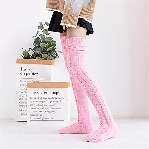 Image of YELAIVP Women's Cable Knitted Thigh High Boot Socks Extra Long Winter Stockings Over Knee Leg Warmers