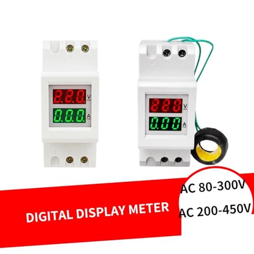 Voltmètre ampèremètre multifonction écran LED pour tableau électrique 2P