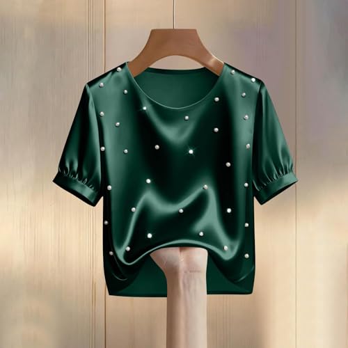 Chemisier d'été en satin anti-plis avec col en V fluide - 2