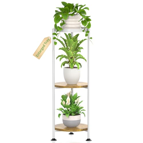 KMOTASUO 3-Tier White Indoor Plant Stand for Large Planters