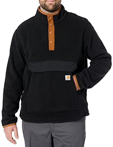 Carhartt Herren Relaxed Fit Fleece Pullover Fleecejacke, Schwarz, S