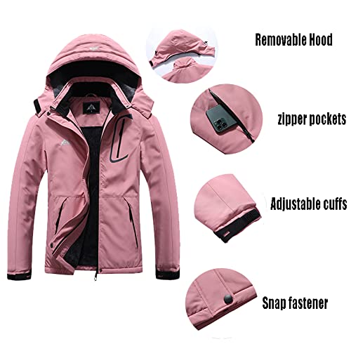 Image of MOERDENG Women's Waterproof Ski Jacket Warm Winter Coat Outdoor Windbreaker Hiking Snowboarding Jacket
