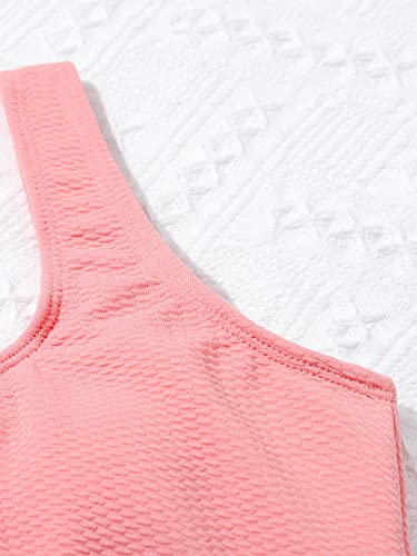 MakeMeChic Girl's Cut Out Dot Print One Piece Swimsuit Color Block Bathing Suit3