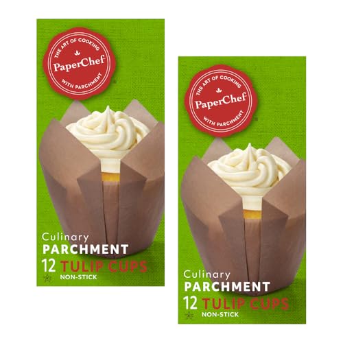 PaperChef - Parchment Tulip Baking Cups - Easy Release, Non-Stick Paper - 12 Count - 2 Pack