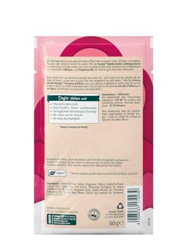 Kneipp Badekristalle Lieblingsmensch, Sachet mit naturreinem Tiefensalz und mit hochwertigem Hibiskus- und Feigenextrakt, fruchtig-floraler Duft, 60g