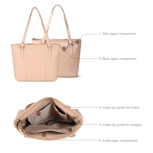 Image of Leather Purse For Women - Real Leather Tote For Women - Ladies Shoulder Handbag For Work, Travel, Casual Use