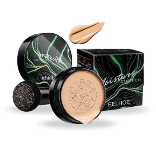Base de Maquillaje BB Cream Tono Natural Bronceado con Aplicador Head Air Cushion Espejo, CC Cream, Larga Duracion, Resistente al Agua, Corean Look, Corrector Liquid Foundation Hidratante, Piel Sana