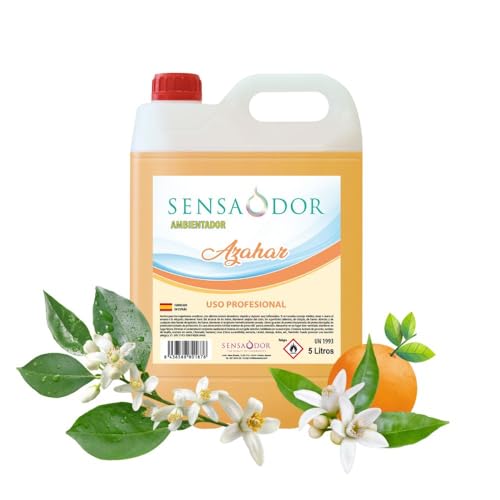 Ambientador Azahar SENSAODOR, 5 Litros, Naranja, Garrafa, Profesional, Empresas, Negocio, Limpieza, Neutralizador, Quitaolor, Buen olor, Aromatizador (Azahar) Rojo
