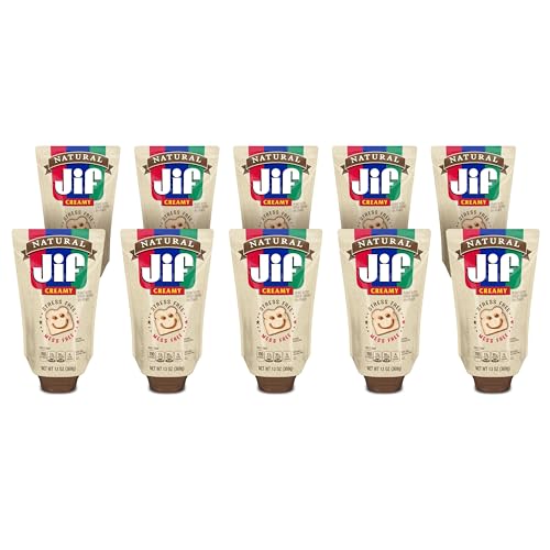 Jif Natural Squeeze Creamy Peanut Butter, 13 Ounces (Pack of 10),...