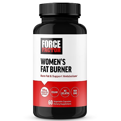 FORCE FACTOR Women’s Fat Burner, Metabolism Booster, and Weight-Loss Supplement Support, Green Tea Fat Burner Weight-Loss Pills to Help with Energy, Diet, and Exercise, Vegan, Non-GMO, 60 Capsules