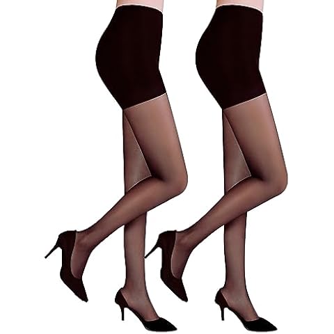 Citystl 2 Pack Black Tights for Women, 30D Sheer tights Control Top Pantyhose with Reinforced Toes Cover