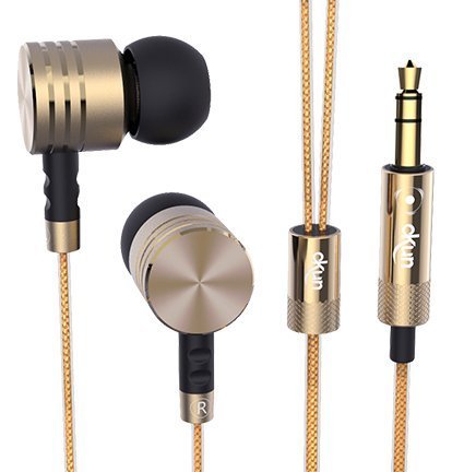 okun in Ear, Earbuds Earphones Headphones, 3.5mm Metal Housing Magnetic Best Wired Bass Stereo Headset for Samsung Galaxy S8/S8 Plus/Android Phones/iPhone (X1G Gold)