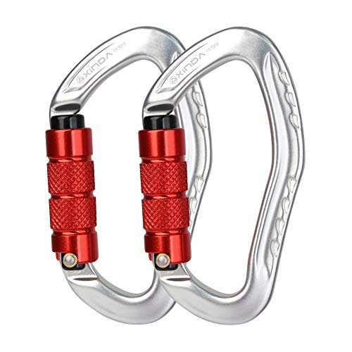 XINDA 小型 自動ロックカラビナ - ツイストロック クライミング カラビナクリップ セルフロック式 アーボリスト カラビナ 高耐久 耳型 ハンモック カラビナ キャンプ ラペリング 登山 ケービング用