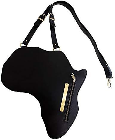 AFRICA Women Backpacks Belt Bags – Africa Backpacks for Travel – Africa Shaped Crossbody Leather Backpacks with Sturdy Zippers & Multiple Pockets | Black
