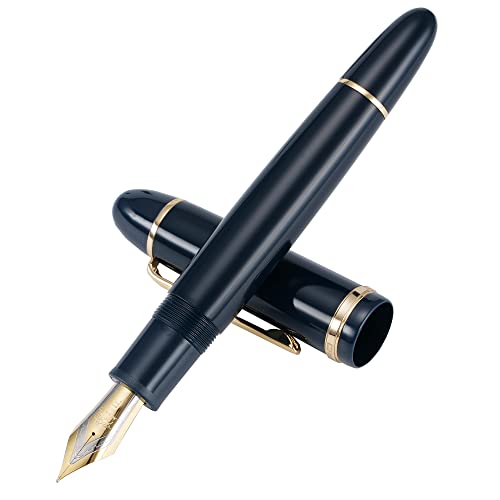 Image of erofa Jinhao X159 Fine Nib Fountain Pen, Dark Blue With Golden Clip Acrylic Big Size Writing Pen