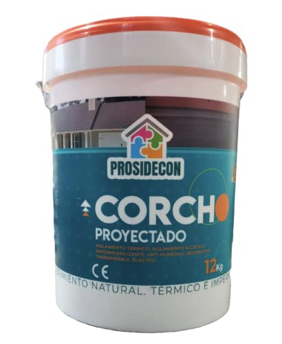 Prosidecon Corcho Proyectado, 12kg, 15 años de garantía, Pintura impermeable, aislante térmica,...