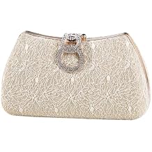 Dreubea Womens Fashion Evening Bag Rhinestone Decrated Clutch Handbag with Chain