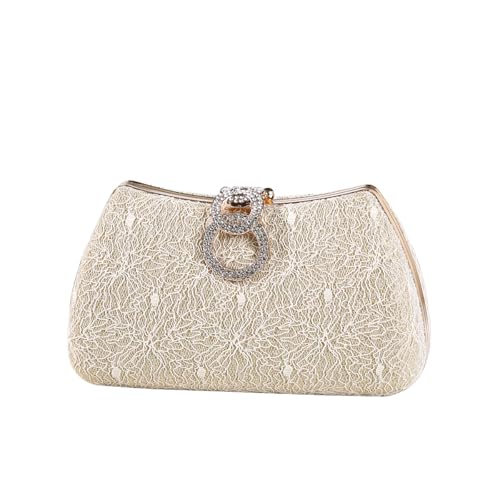 Dreubea Women's Fashion Evening Bag Rhinestone Decrated Clutch Handbag with Chain Champagne