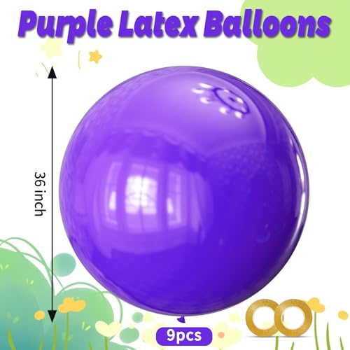 Image of Purple Balloons 9pcs, 36 Inch Large Balloons for Garland or Arch as Party Wedding Baby Shower Decorations