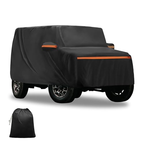 FUELHOOD 三菱 デリカミニ用 車ボディカバー 自動車カバー 防水生地&5層構造 軽量・女性でも楽々 裏起毛 塗装面保護 運転席ジッパー付き/ドア開閉可能/忘れ物をしても安心 耐強風 防風ロープ/収納袋付き 日焼け/梅雨対策 車中泊 仮眠 暑さ対策 UVカット 内装パーツ アクセサリー