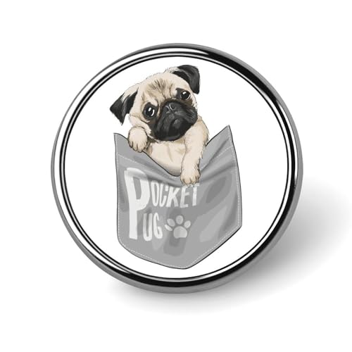 バッジ 円形 徽章 面白い パグ ポケット 犬 缶バッジ 胸章 ピンバッチ ボタンブローチ 25mm おしゃれ ネクタイピン コレクション バッグ飾 帽子 胸飾り かばん掛け 工芸品 取付簡単 男女兼用 プレゼント