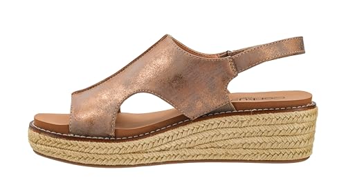 Corkys Footwear Women's Ready Or Not Wedge Sandals with 2-Inch Heel - Comfort-Enhancing EVA Insoles, Hook and Loop Closure, and Stylish Jute Wrapped Bottom Design - Bronze Metallic - Size 6