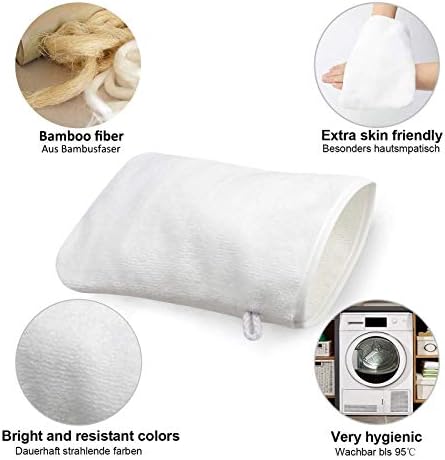 PHOGARY Pack of 10 Microfibre Body Wash Mitts, Soft Face Cleansing Mitts, Bath SPA Terry Cloth, Reusable Makeup Remover Mitt Gloves, 15x20 cm, White