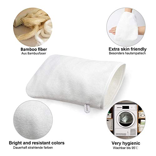 Phogary 10 Pack Microfiber Body Wash Mitts, Soft Face Mitten, Bath Spa Cloth, Reusable Makeup Remover Mitt Gloves, European Style Wash Cloth,6×8Inch, White And Grey #TOP3