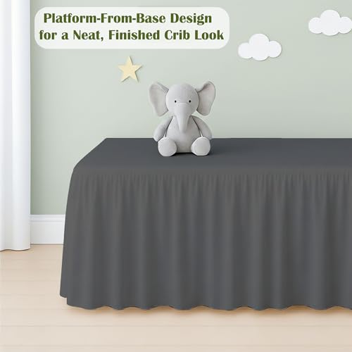 Image of Luxury Crib Bed Skirt 28 inch x 52 inch with 14 Inch Drop Soft & Breathable Dust Ruffle Fits Standard Crib and Toddler Bed Nursery Microfiber Fabric Ruffle Bed Skirt for Baby Boys or Girls Dark Grey Solid