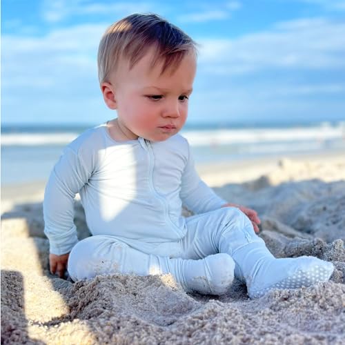 Image of Bamboo Little Soft Baby Footie Pajamas, Baby Clothes, Newborn Sleepers, 95% Viscose and 5% Spandex, 0-24 Months