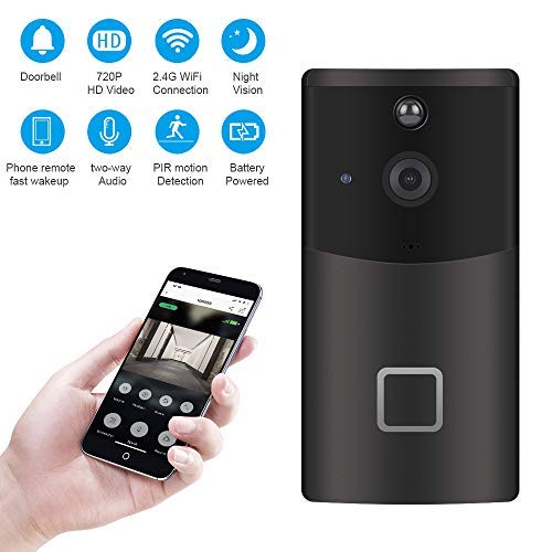 ZhiLiao Smart Home WiFi Video Doorbell 720P HD Security Camera with Two-Way Audio 166-Degree Wide Angle Lens Night Vision PIR Motion Detection Wireless doorbell