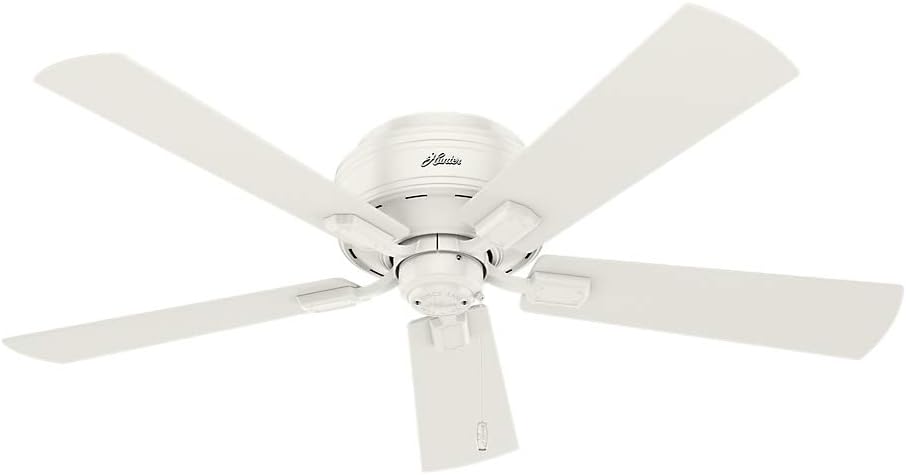 Amаzіng 🔥 Hunter Crestfield Indoor Low Profile Ceiling Fan with LED Light and Pull Chain Control, 52, Fresh White