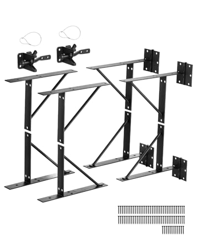 VEVOR Gate Corner Brace Bracket, 2 Sets, Anti Sag Gate Frame Hardware Kit, Gate Frame Brace Bracket with Latch Lock, Screws, for Shed Doors, Corral Gates, Driveway Gates, Stable Gates, Iron, Black
