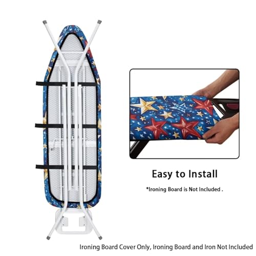 Image of Ironing Board Cover, Colorful Star Print 15x54 Ironing Board Cover, Resist Scorching and Staining, Elastic Edges,Fashion Home Decor
