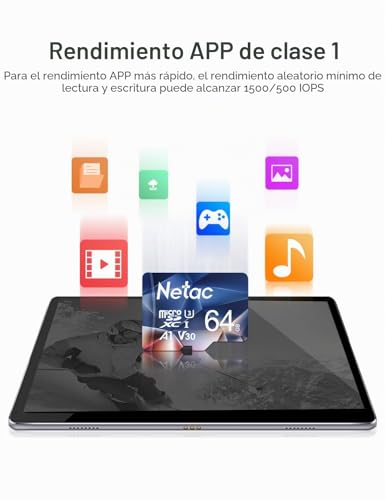 Tarjeta Micro SD 64 GB Netac Solución de Almacenamiento Contra el Espacio Lleno en Videocámara 2