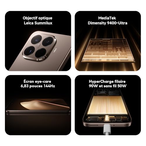 XIAOMI 15T Pro, Smartphone 12 + 512 Go, écran 6,83' 144 Hz avec Protection oculaire, MediaTek Dimensity 9400+, Téléobjectif Leica x5 Pro 50 MP, 5 500mAh, Moka, Chargeur Non Inclus