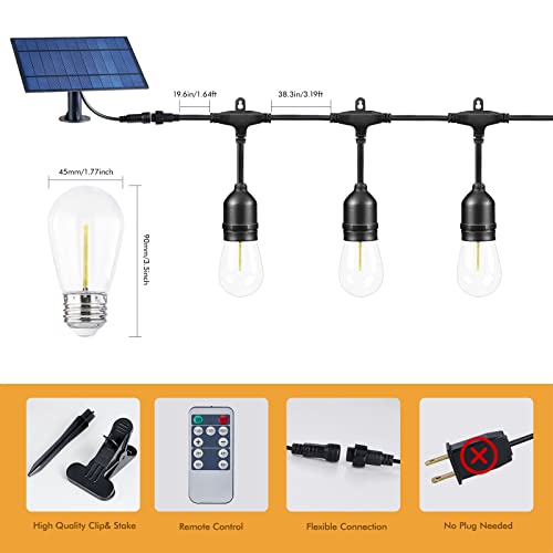 GLSbuld Outdoor Solar String Lights, Patio String Lights with Bright 2W Shatterproof LED Bulbs for Patio, Backyard, Party, Porch, Bistro, Cafe Bar, Garden (Solar, 27 FT) - Image 3