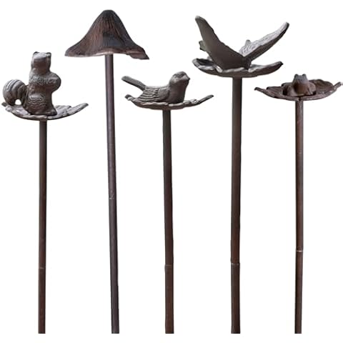 Hose Guide Set - Set of 5 Heavy Duty Solid Aluminum Decorative Garden Hose Stakes, 19 Inches Tall, The Perfect Addition to Your Property to Protect Your Flower Beds, Plants and Landscaping Cover
