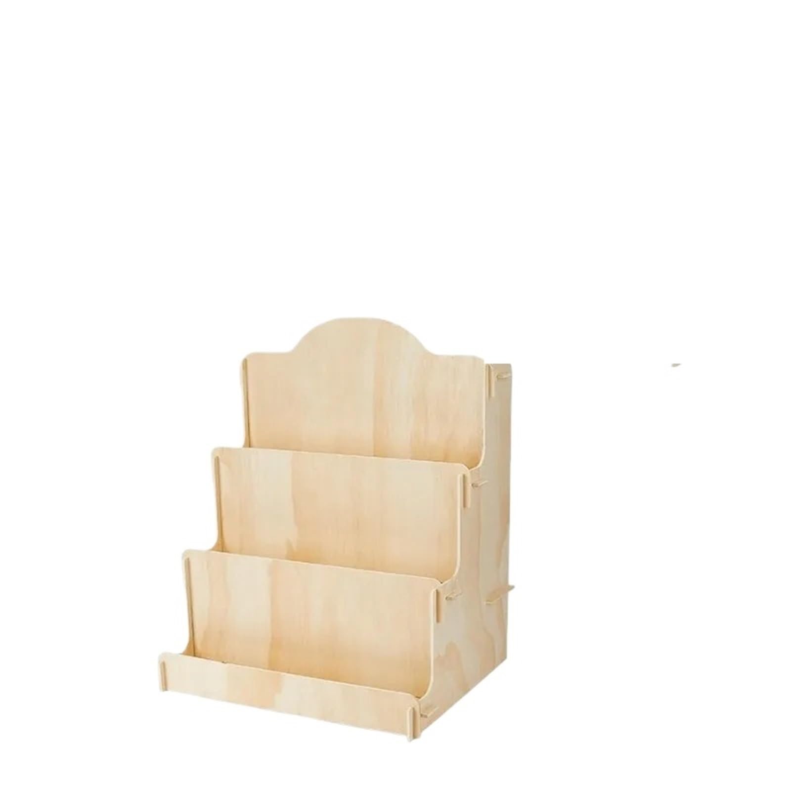 Huwoyg Log Colour 1 Set Tiered Wooden Greeting Card Display Stand Sticker Magazines Organizer Art Prints Holder For Cards(Log Colour)