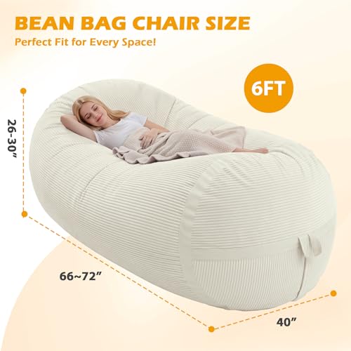 Image of 6FT Bean Bag Chair 6'Giant Bean Bag Chairs with Adults, Large Beanbag Chair