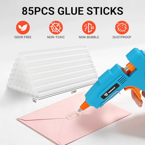 Miniatura 5 de Dekopro Pistola De Silicona Caliente 50w, Incluye 85 Barras De Pegamento, Tamaño 7 Mm X 120 Mm, Pistola De Pegamento,Ideal Para Manualidades Pequeñas Y Reparaciones Rápidas En El Hogar, Azul Cian