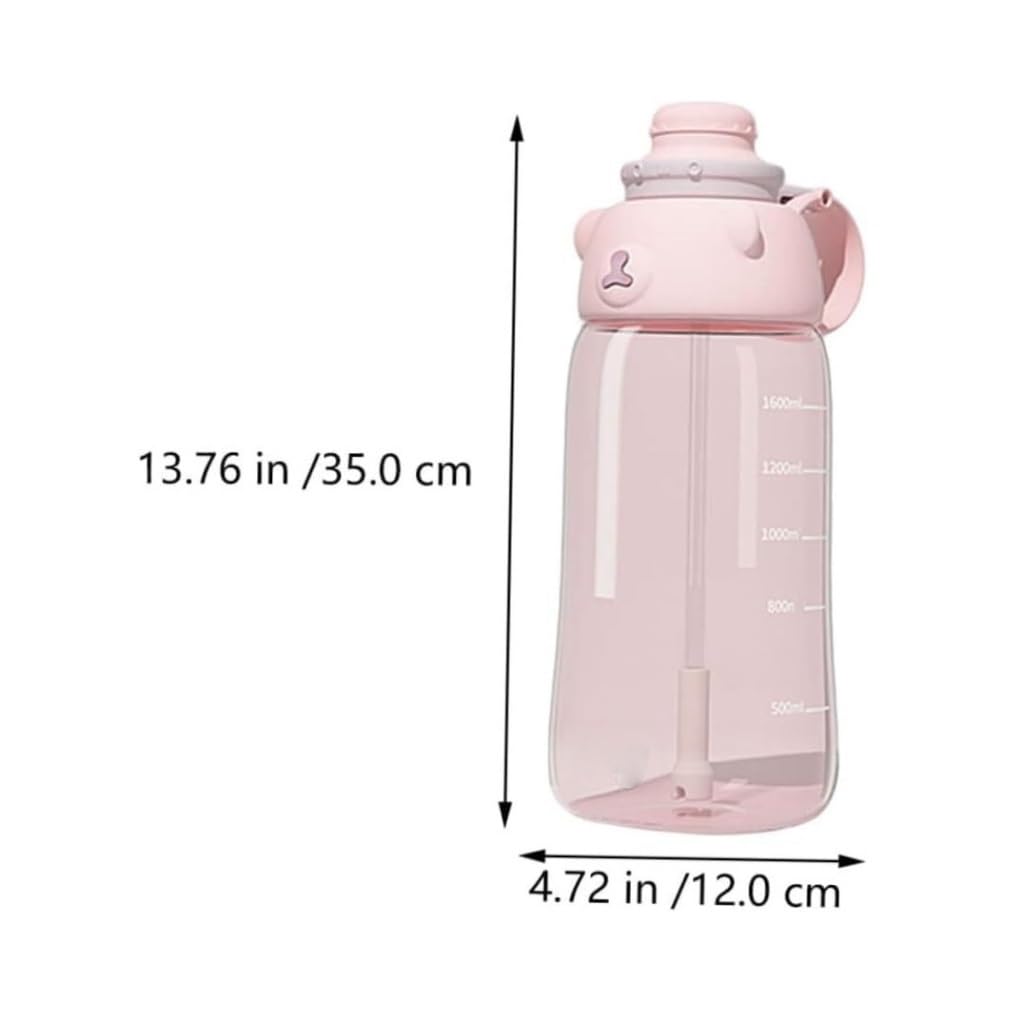 Bouteille d'eau Bouteille d'eau en Plastique Bouteille d'eau de Sports de Plein air Bouteille d'eau Mignonne de Tasse avec la Bouteille d'eau de Forme Physique de Paille Gourde(Rosa)