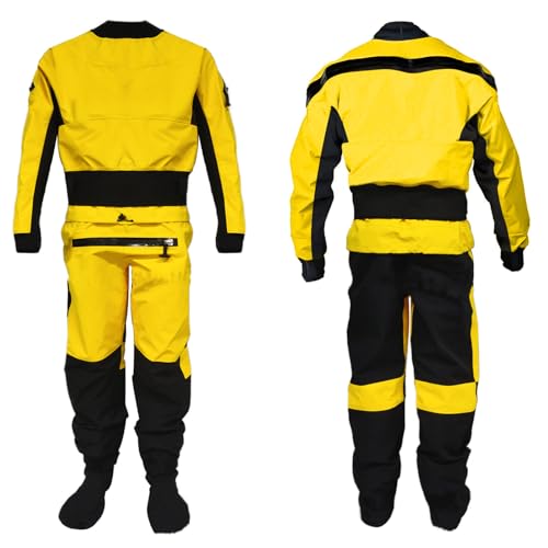 BEIAKE Men Back Zip Kayak Drysuit with Latex Neck & Pockets