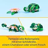 LEGO Creator 3in1 Turtle with a Water Lily Flower Toy - Animal Figure Transforms into a Chameleon or Frog - DIY Desk Decor Idea - Birthday Gift for 7+ Year Old Girls & Boys - 31377
