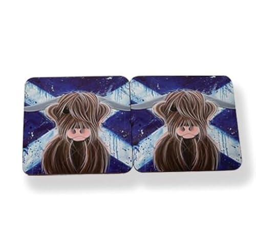 Scottish Highland Cow 'Highlander' Coasters Set Of 6