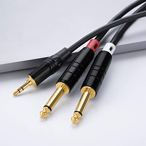 Cablecreation 10Ft 3.5Mm 1/8" Trs To 2 X 6.35Mm 1/4" Ts Mono Y Cable Splitter Cable Compatible With Iphone, Ipod, Laptop, Cd Players, Power Amplifier, Mixer, Home Stereo Systems,3 Meters/Black #TOP4