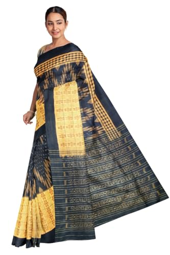 Image of Sambalpuri Cotton Saree of Odisha Ikkat Orissa Traditional Handloom Sari | Bomkai | Pata | Nuapatana | Sambalpuri Saree | Khandua Patta Sare | Without Blouse JH870